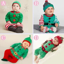 Комбинезон для малышей Рождественский с шапкой детский комбинезон серии с полосатой рождественской шляпой 70 ярдов ног пинг