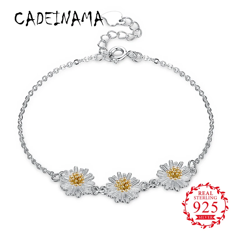 CADEINAMA новый модный браслет из настоящего серебра 925 пробы цепочка с цветами для