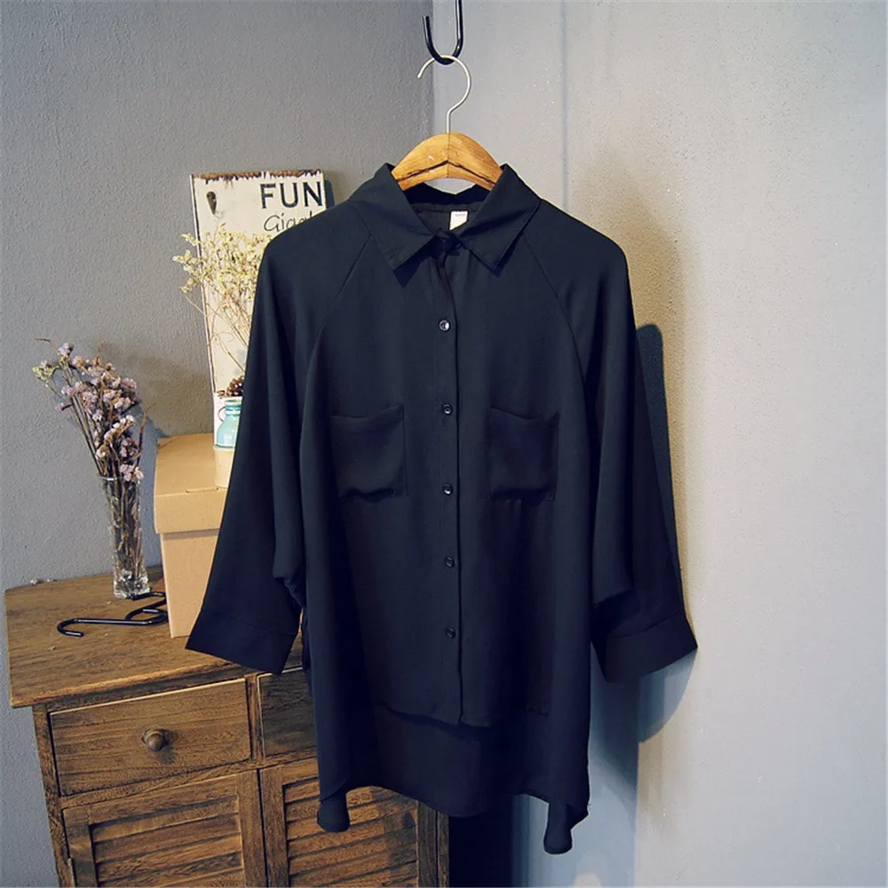 Boyfriend Style Casual Chiffon white Long Women blouse shirt oversized Long sleeve loose shirt office wear casua tops blusas (6)