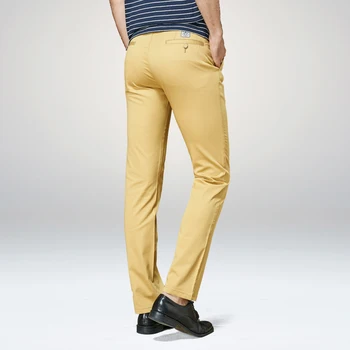 Brand Casual Men Pants Classic Fashion Slim Fit Dress Flat 1