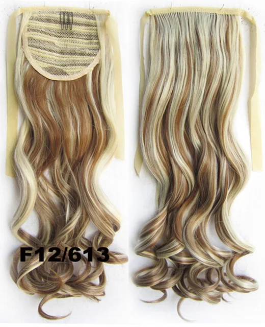 Лента для волос с конским хвостом для девочек, с клипсой, волнистые, ровный слой, синтетические шиньоны, 2" 80 г, 1 шт - Цвет: RP888 Color F12-613