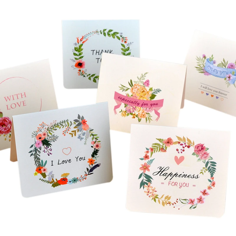 

6Pack/lot Thanksgiving Day Postcard/Flowers Garlands Greeting Card/Wedding Romantic with Love Leave a Message Paper Cards