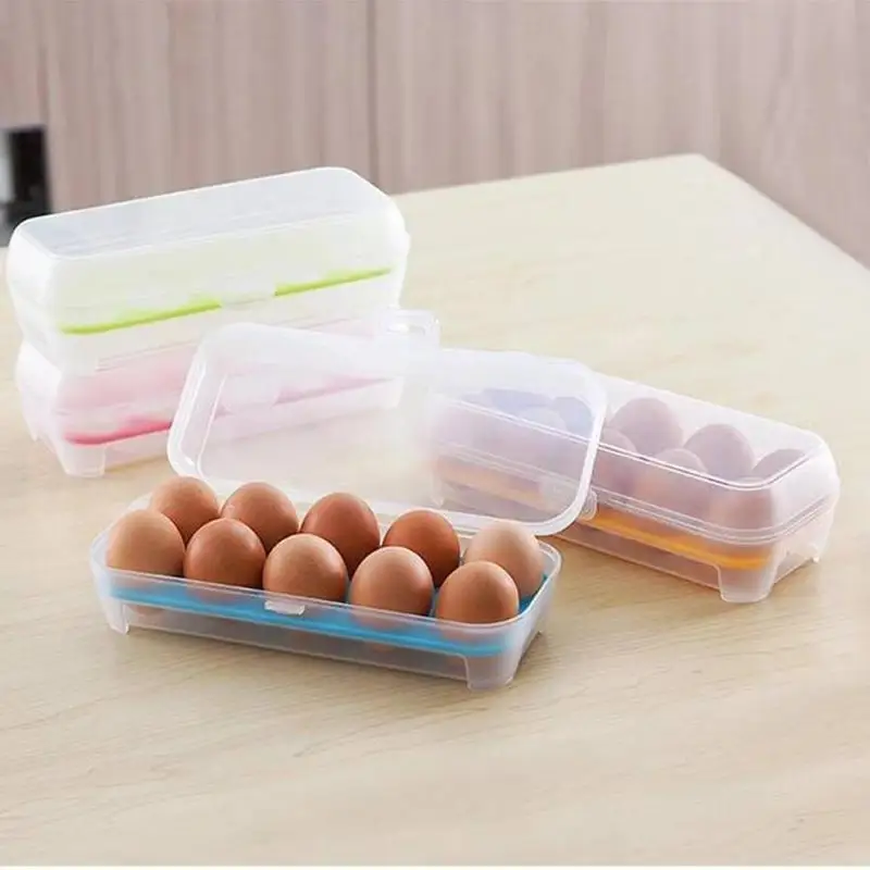

10 Grids Egg Storage Box Refrigerator Kitchen Convenient Storage Boxes Egg Tray Plastic Food Container Kitchen Tools F1