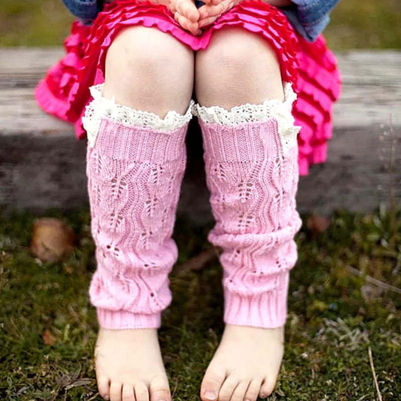Кружевные вязаные носки для девочек; гетры; однотонные хлопковые леггинсы для маленьких девочек; модные детские сапоги; гетры; детские вязаные гетры