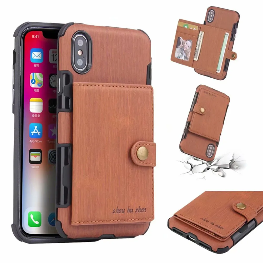iphone 7 silicone case Retro PU Leather With Card Pocket Back Cover For iPhone 12 11 Pro XS MAX XR X 8 7 6Plus SE 2020 Multifunction Wallet Phone Case cute iphone 8 cases