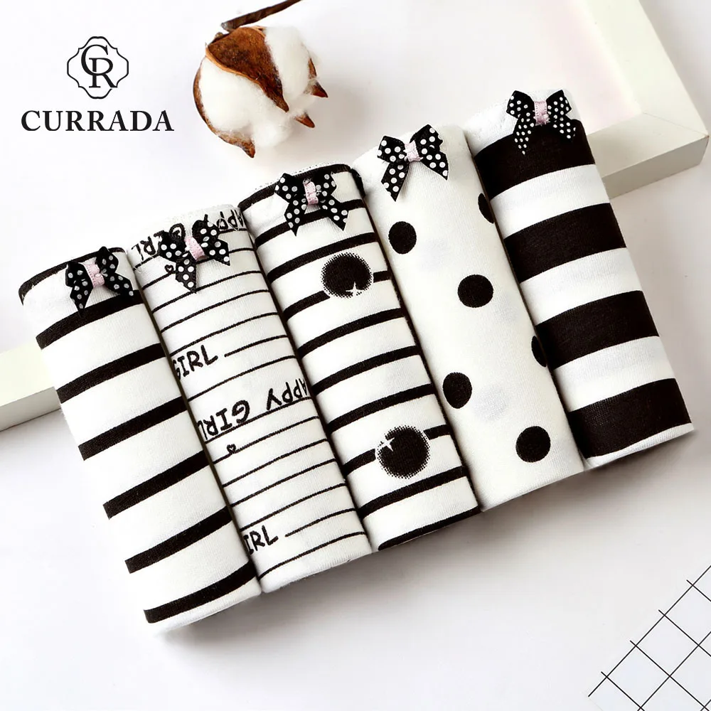 

CURRADA 5pieces/lot Cotton panties sexy underwear women low waiste brief female underpant spot panty mujer Intimate M L XL 2XL