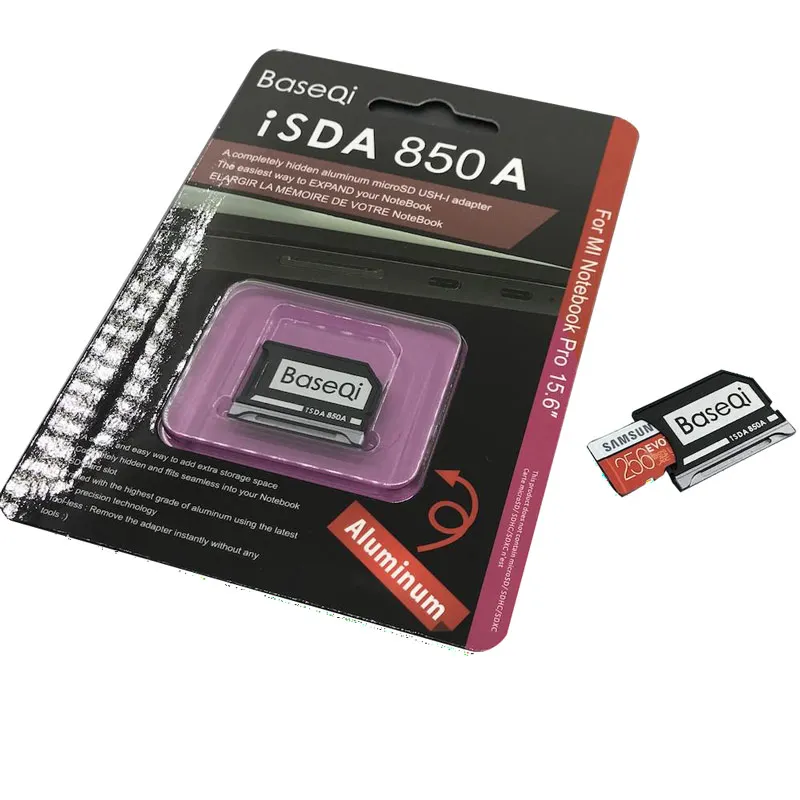 New Baseqi Ninja Stealth Drive Card adaptor Aluminum MiniDrive Micro SD Memory Card Adapter for Xiaomi Mi Notebook Dropshpping (2)