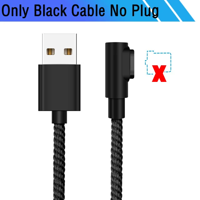 90 градусов Магнитный Micro Usb зарядный провод шнур для игр Usbc Магнитный кабель для huawei P30 P20 Pro Xiaomi Redmi 8 8A Tipo C - Цвет: Black Cable No Plug