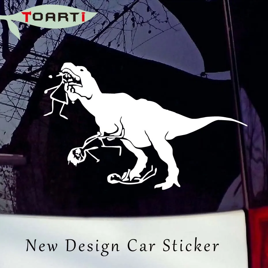 

29*18CM Man-Eating Dinosaur Eats Your Car Stickers Figure Family Funny Car Styling Accessories Removable Animals Car Decals