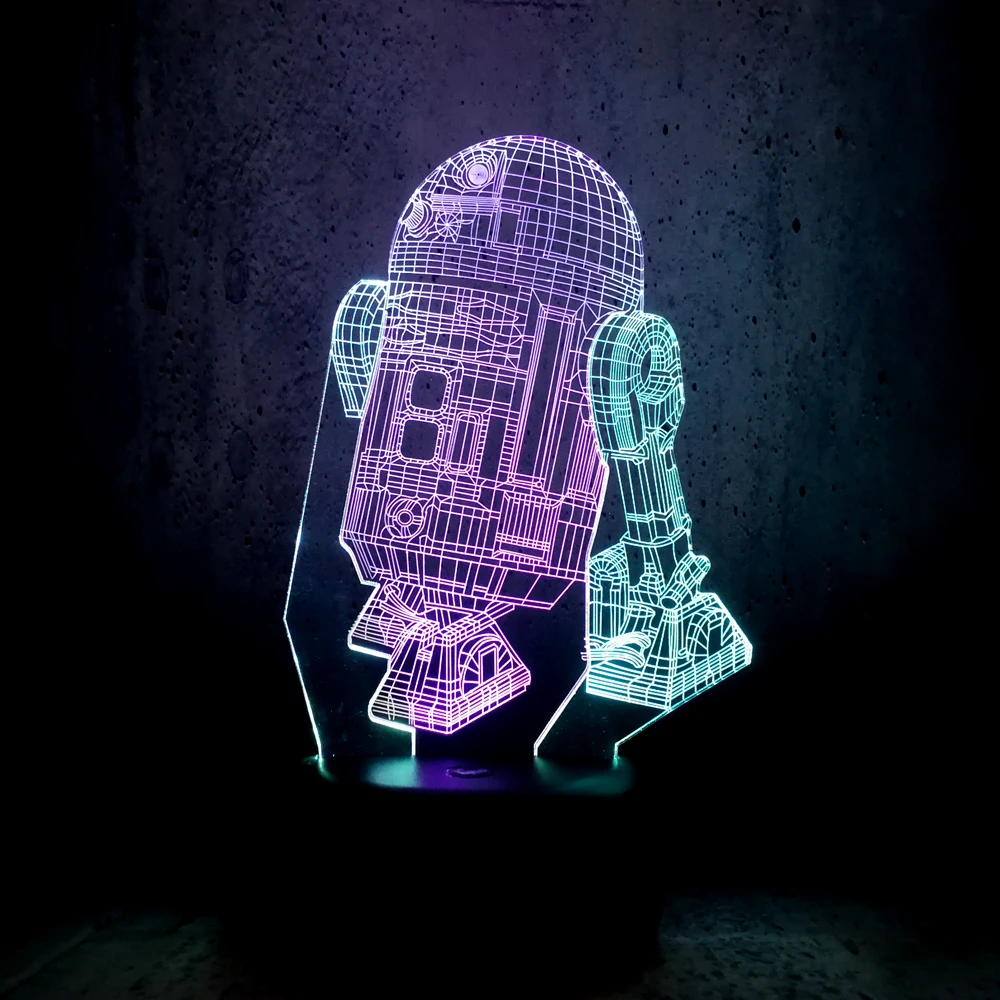 Новый 3D Звездные войны персонаж R2 D2 робот мультфильм лампа смешанный цвет