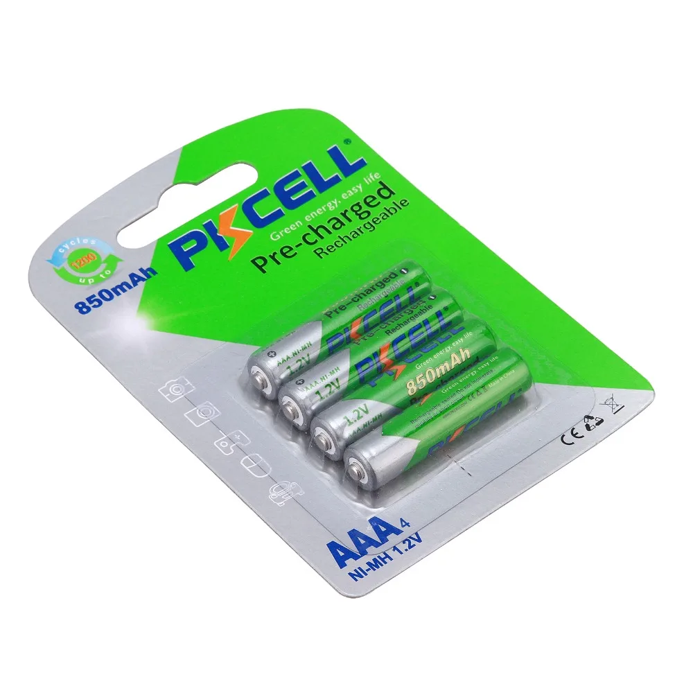 Размеры: 1-6 пакет 4 шт./упак. Pkcell 1,2 в AAA 850 мАч металл-гидридных или никель Перезаряжаемые батареи 3A никель-металл-гидридного Замена Батарея