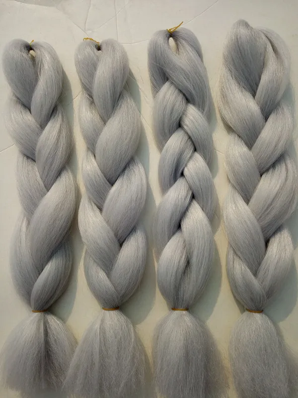 Wholesale Pure Silver Grey Braiding Hair Extensions 24" 100g/pack