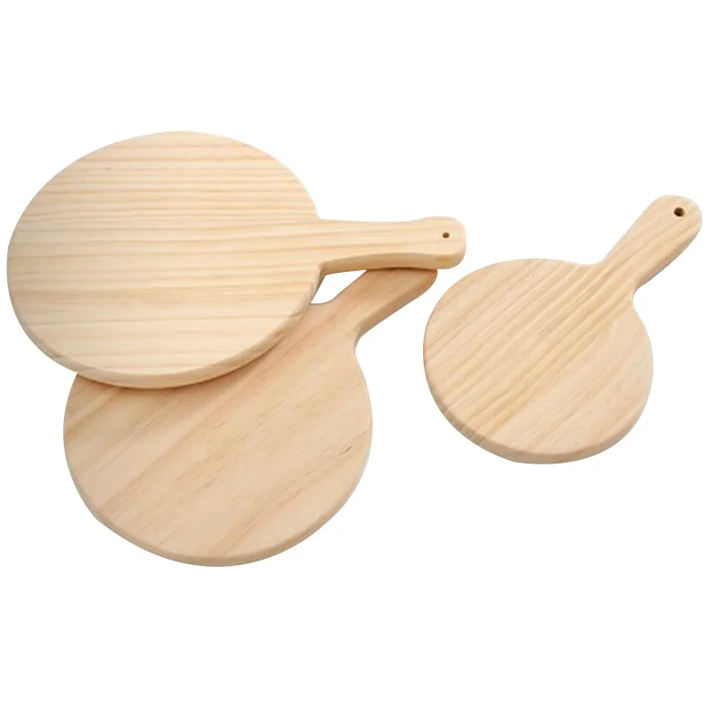 

1 Pcs Wooden Pizza Paddle Cheese Serving Tray Plate Cutting Chopping Board Round YU-Home