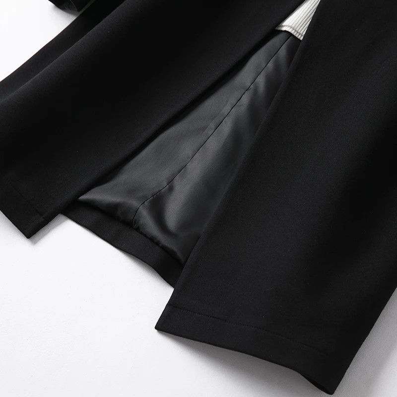 Shuchan Streetwear Woman Blazer 2019 Autumn Winter New Items women jacket with stripes on the sides long blazer fashion black