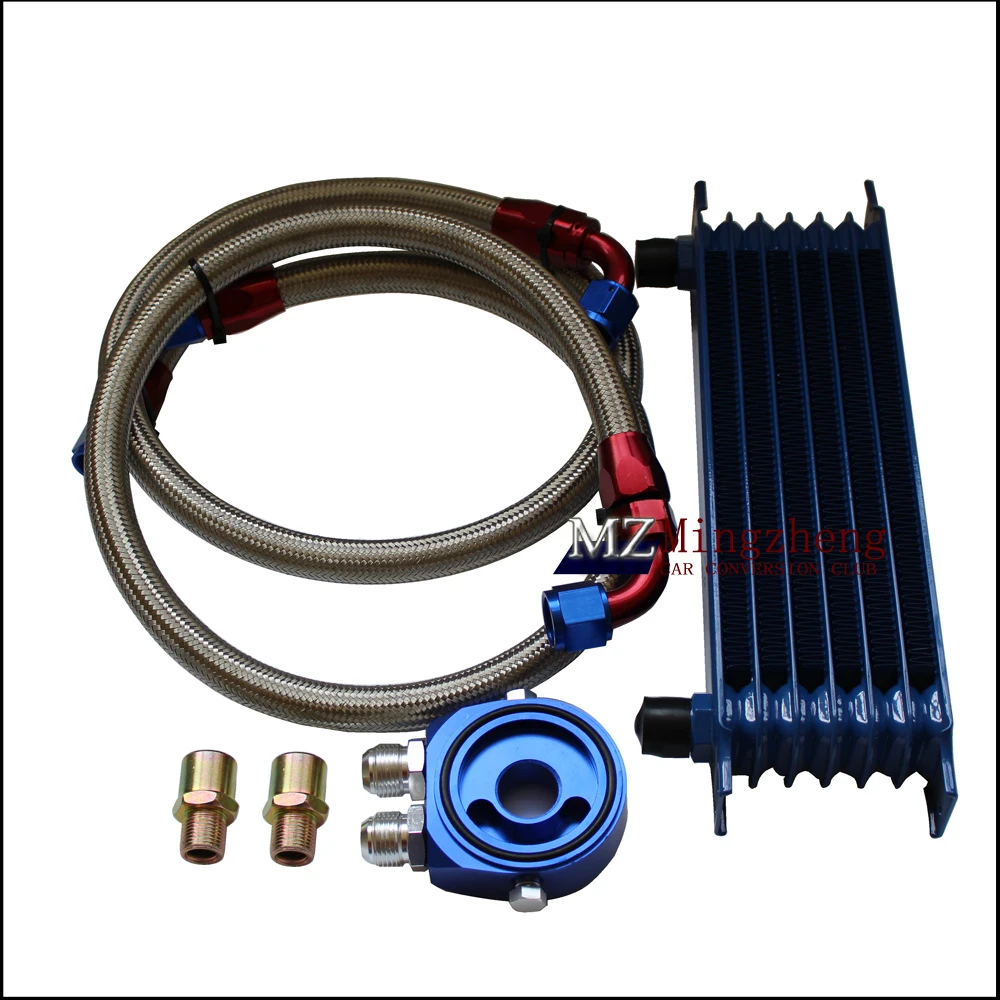 Автомобильные аксессуары 7 ряд термостат для адаптера переменного тока двигателя гонки масляный радиатор для автомобиля/Грузовик синий AN10 моторного масла комплект водяного охлаждения