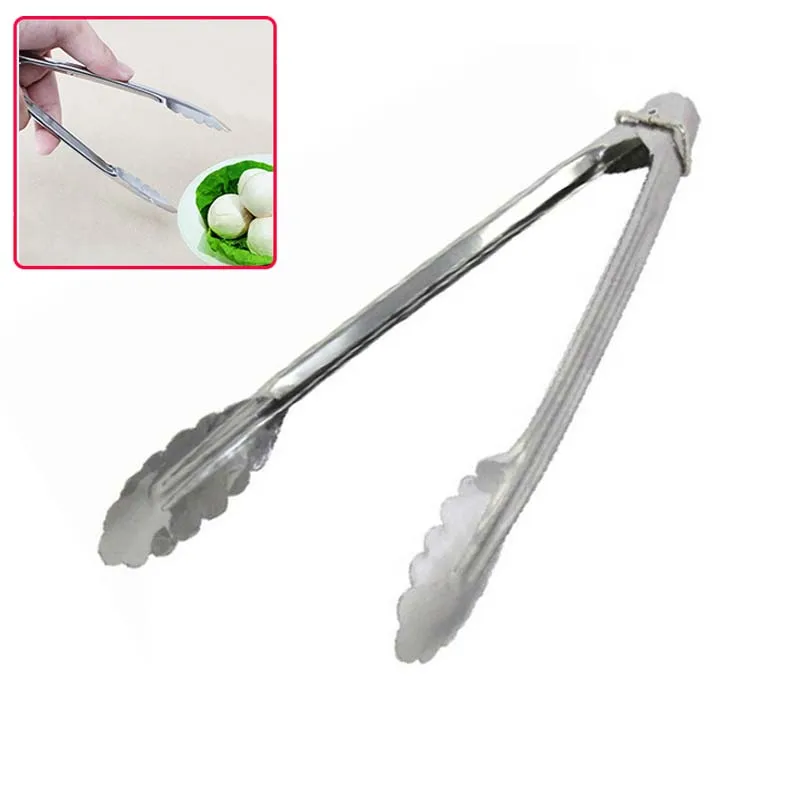 STAINLESS STEEL SALAD TONGS BBQ Kitchen Cooking Food Serving Utensil tong PLD