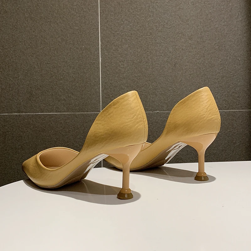 

Pointed Toes Shoes Women Sexy High Heels Sandals Ladies Soft Slip On Sandal Women Elegant Close Toes Sandals White Sandal Summer