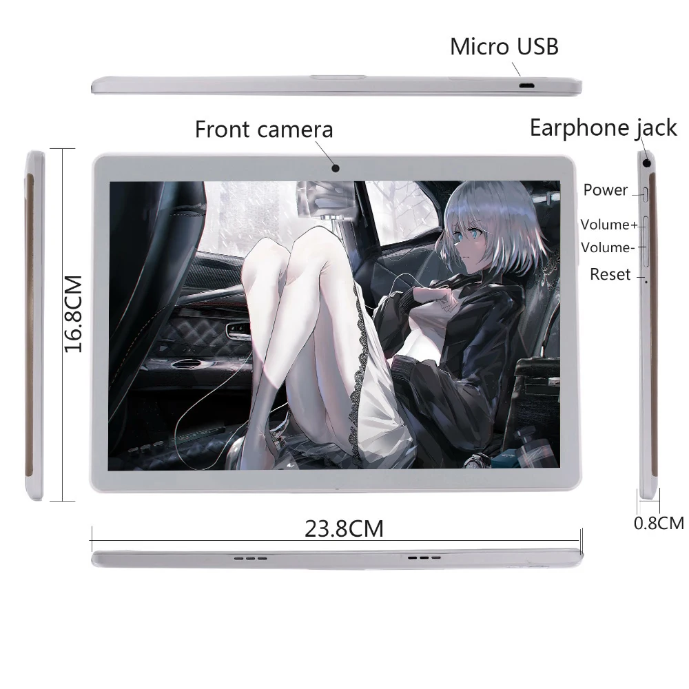 S119 2.5D Glass Screen Tablet 10.1 inch Android 9.0 Octa Core 6GB RAM 64GB ROM 3G 4G LTE 1280*800 I