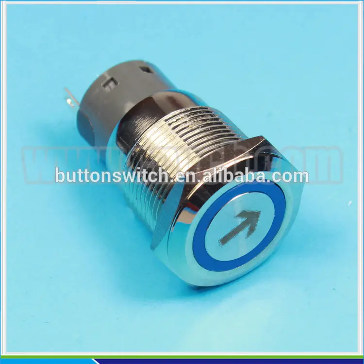 1952 19mm Flat round head momentary or latching ring led arrow engraving switch