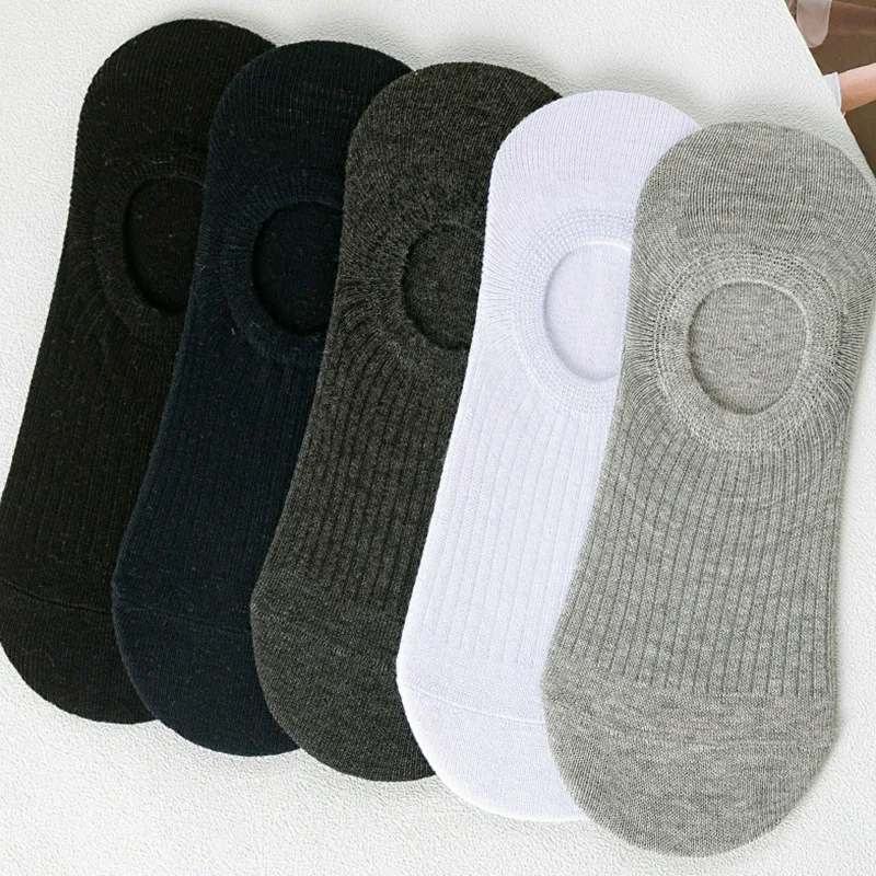 

NEW cotton Men solid color invisible boat socks silicone non-slip spring and summer socks cotton socks gifts for men Casual