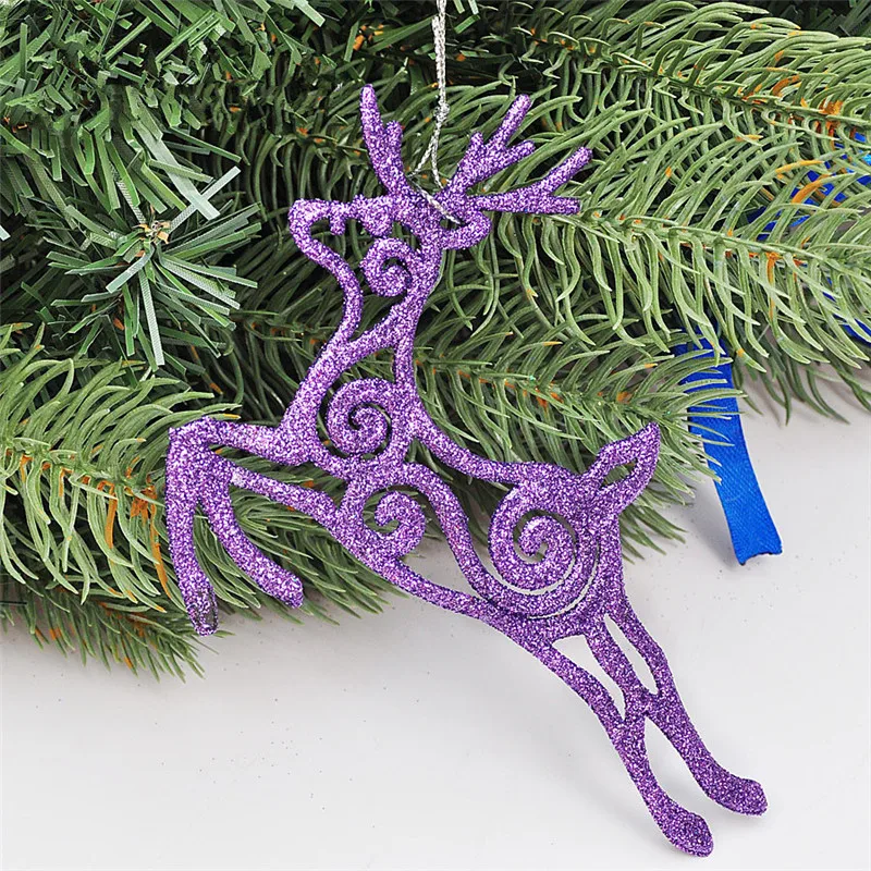 

13x11cm Silver and Purple color Christmas Elk Tree Ornaments 7g deer christmas tree hanging decorations