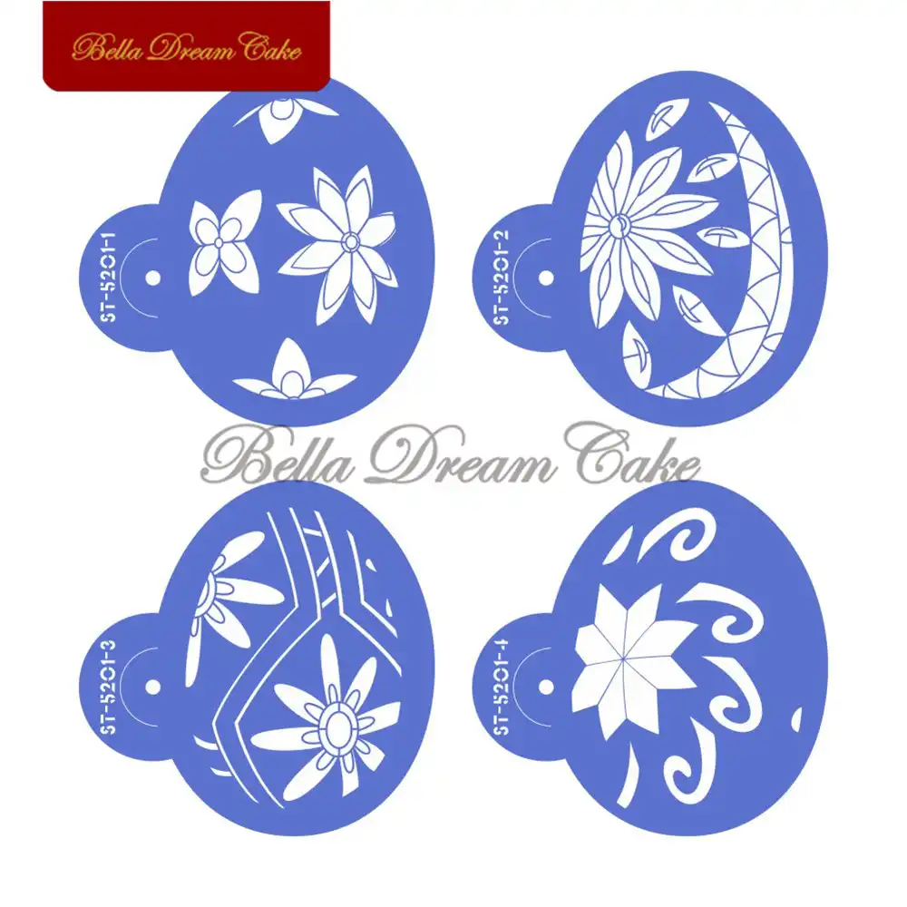 Easter Eggs Shape Iris Flower Design Cookies Stencils Fondant Cake