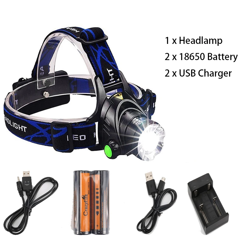 

CrzayFire Headlamp Zoomable Headlight Waterproof Head Torch Flashlight Head Lamp Fishing Hunting Light Headlamp LED with Battery