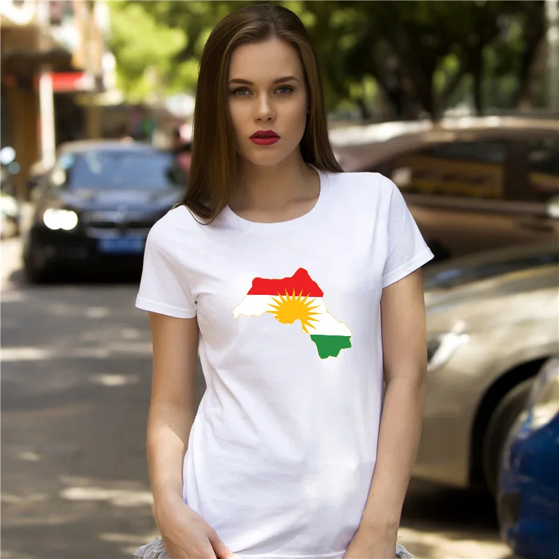 

Fashion T shirt women Funny Kurdistan Flag Map Cotton tshirt women summer top Comfortable short sleeve tee shirt