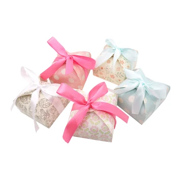 

50pcs Paper Candy Boxes Chocolate Gift Packaging Box For DIY Baby Shower Birthday Baptism Wedding Party Supply