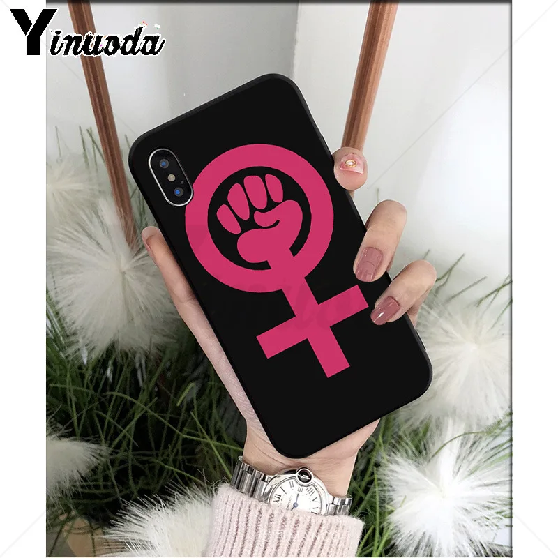 Yinuoda Женский логотип черный мягкий ТПУ чехол для телефона Apple iPhone 8 7 6 6S Plus X XS MAX 5 5S SE