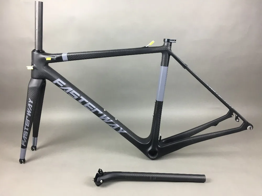 Excellent popular design FASTERWAY PRO grey with grey decals carbon road bike frameset:carbon Frame+Seatpost+Fork+Clamp+Headset,free ems 2