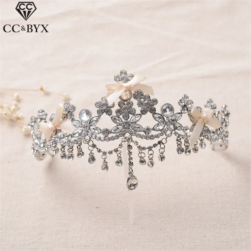 

CC tiaras and crowns frontlet luxury rhinestones beads tassel design wedding hair accessories for bride engagement jewelry HG117