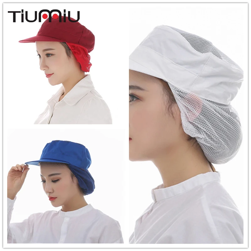 

Unisex Cotton Mesh Caps Kitchen Restaurant Bakery Waiter Chef Work Wear Hat Men Women Breathable Factory Warehouse Workshop Caps