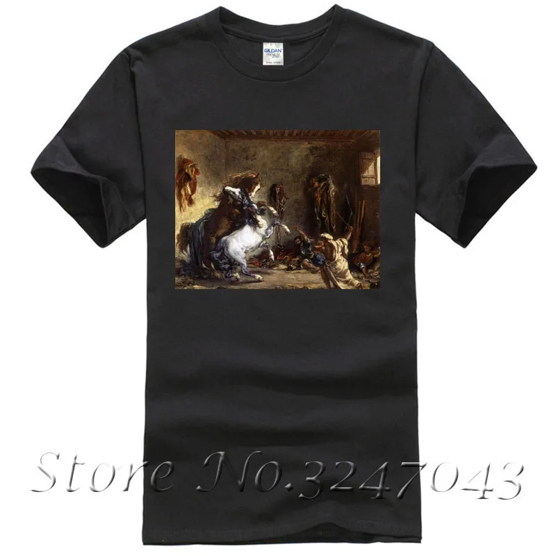 

Arab Horses Fighting in a Stable T Shirt by Eugne Delacroix Men's T-shirt