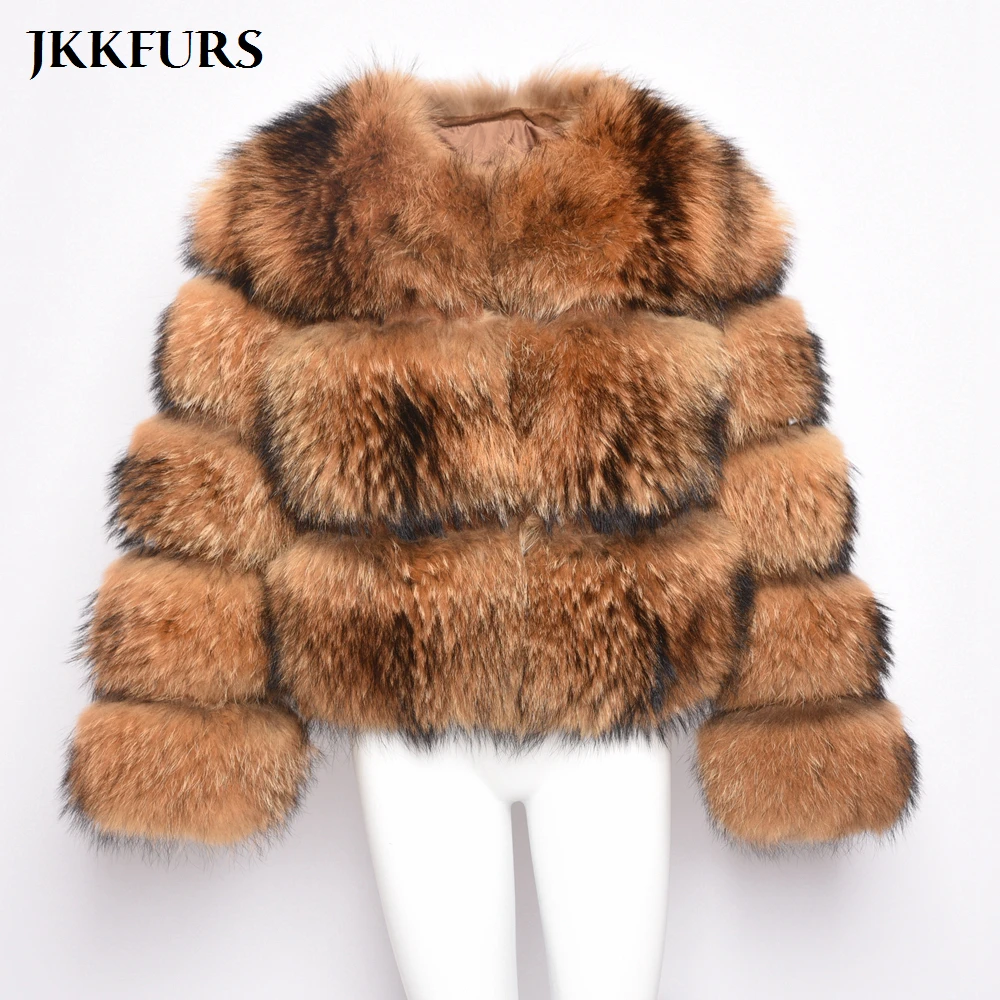 

3 Rows 2019 New Real Natural Fur Coat Women's Genuine Raccoon Fur Leather Jacket Overcoat Girl's Fur Outwear High Quality S7373