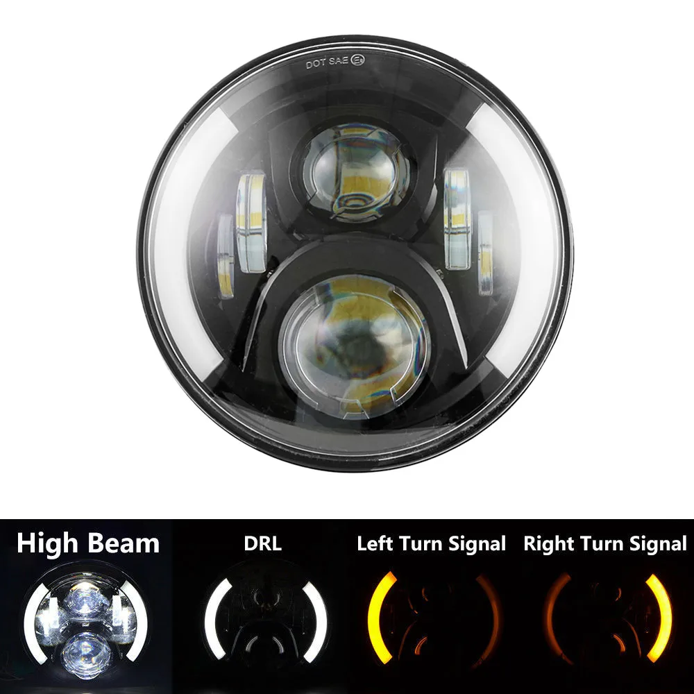

7" inch LED Motorcycle Projector Headlight Turn Signal Light Touring Dyna Glide