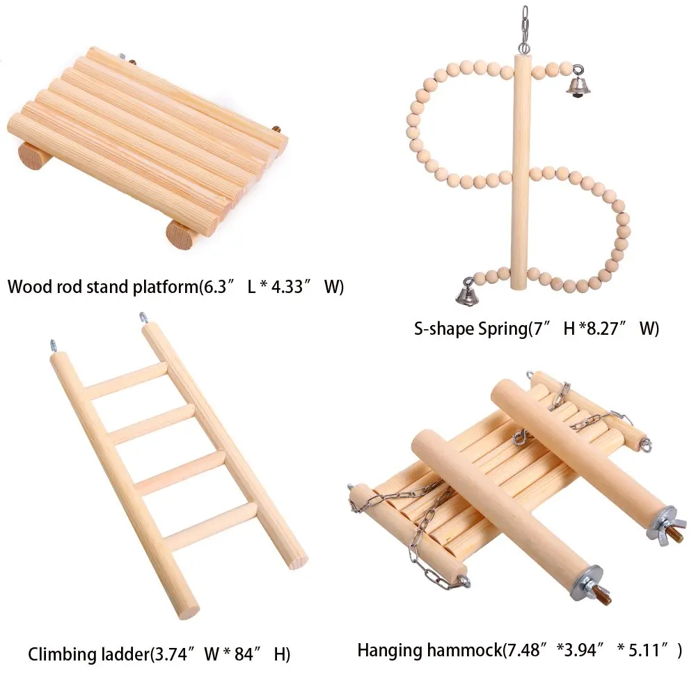 Натуральные Деревянные игрушки для птиц, устанавливаемые в птичьей клетке на игровой площадке для маленьких и средних попугаев, хомяков, клетка из 4 шт