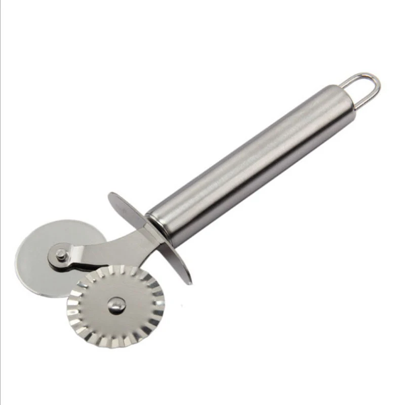 

Stainless Pizza Knife Steel 17cm Lace Double Wheel Kitchen Tools Cutter Pastry Pasta Dough Creatives Cooking Utensils CT1026
