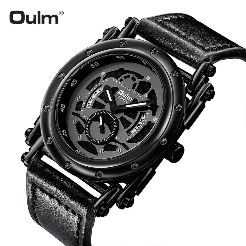 

OULM Military Big Size Watch Men Quartz Analog Clock Top Brand Luxury Unique Skeleton Chic Design Sporty Style Wristwatches