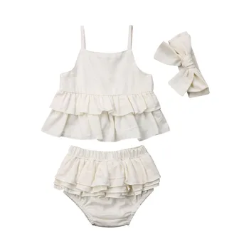 

Baby Girls Summer Clothes 2019 Girls Suits Ruffles Sling Tops Shorts Kids Outfits 2Pcs Children Beachwear Clothing Set 6M-4T