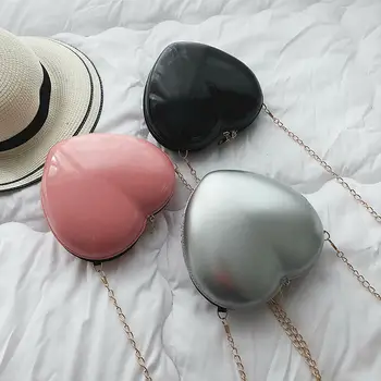 

Fashion New Women Chic Heart Shaped Shoulder Bag Casual Messenger Handbag Chain Crossbody Travel Bag Gift