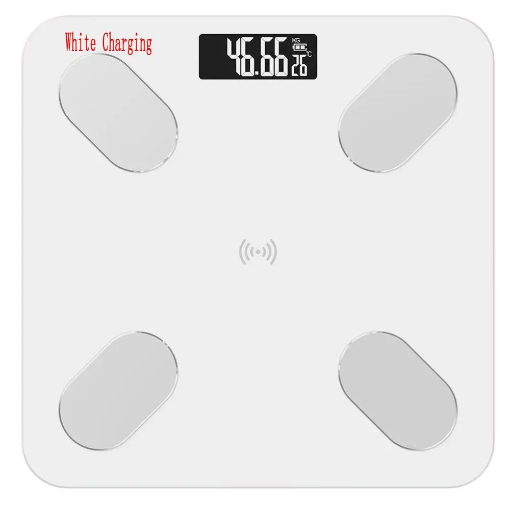 ЖК-цифровой индекс тела весы жира электронный умный голос Bluetooth приложение электронные весы для Apple/IOS ванная комната бытовой баланс - Цвет: White Charging