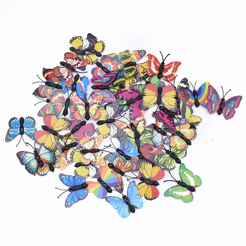 3D Plastic Butterfly Decorative Flowers Artificial Flowers 20pcs