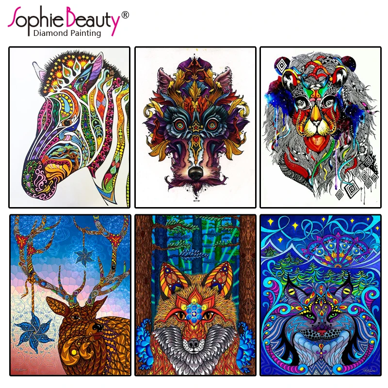 

Sophie Beauty New Diy Diamond Painting Cross Stitch Resin Handcraft Embroidery Colorful Animal Needlework Full Mosaic Kit C187