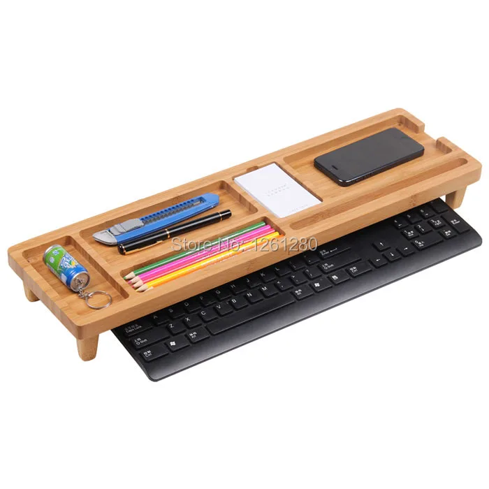 

free shipping bracket storage holder bamboo rack home  Organization office desktop Multifunction Shelves creative craft gift