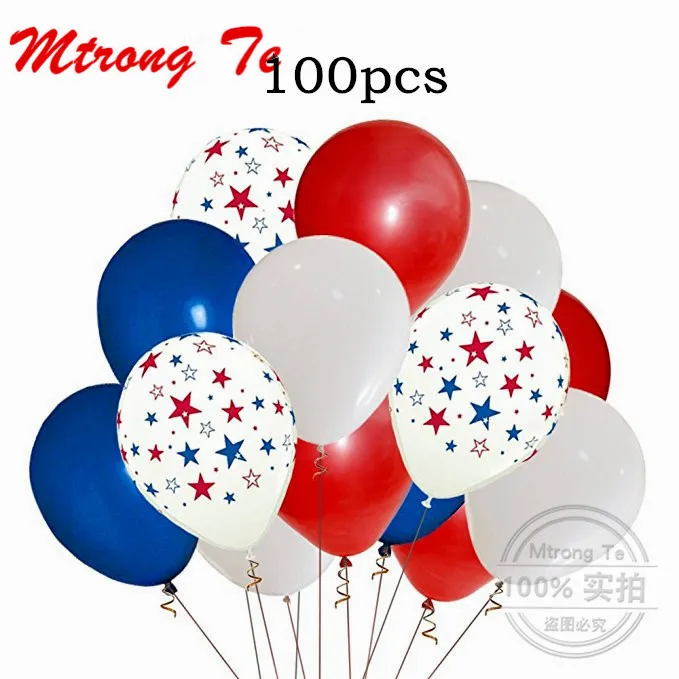 

100pcs 12inch Latex Balloon 2019 National Day USA Patriot American Star Ball Party Birthday Party Decoration Balloons Air Globos
