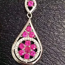 Natural red ruby pendant S925 silver Natural gemstone Pendant Necklace trendy bottle Water droplets women party fine jewelry