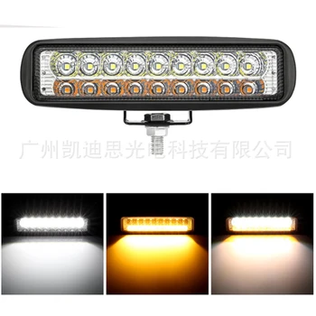 

6 inch 18W Double Color Amber White Led Work Light Bar Yellow Driving Work Headlight Floodlight Spot Fog Golden Lamp Car Styling
