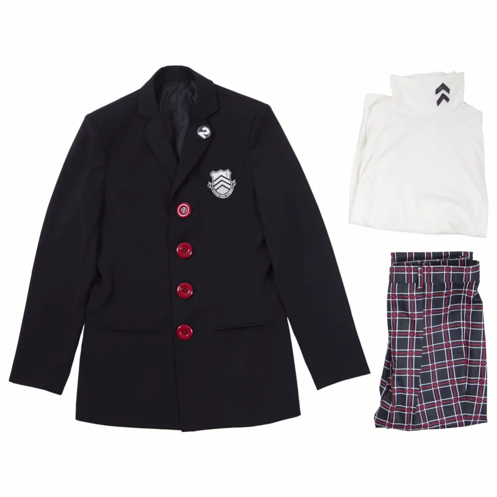 Persona 5 V Protagonist Coat Cosplay Costume Outfit Attire School Uniform Suit