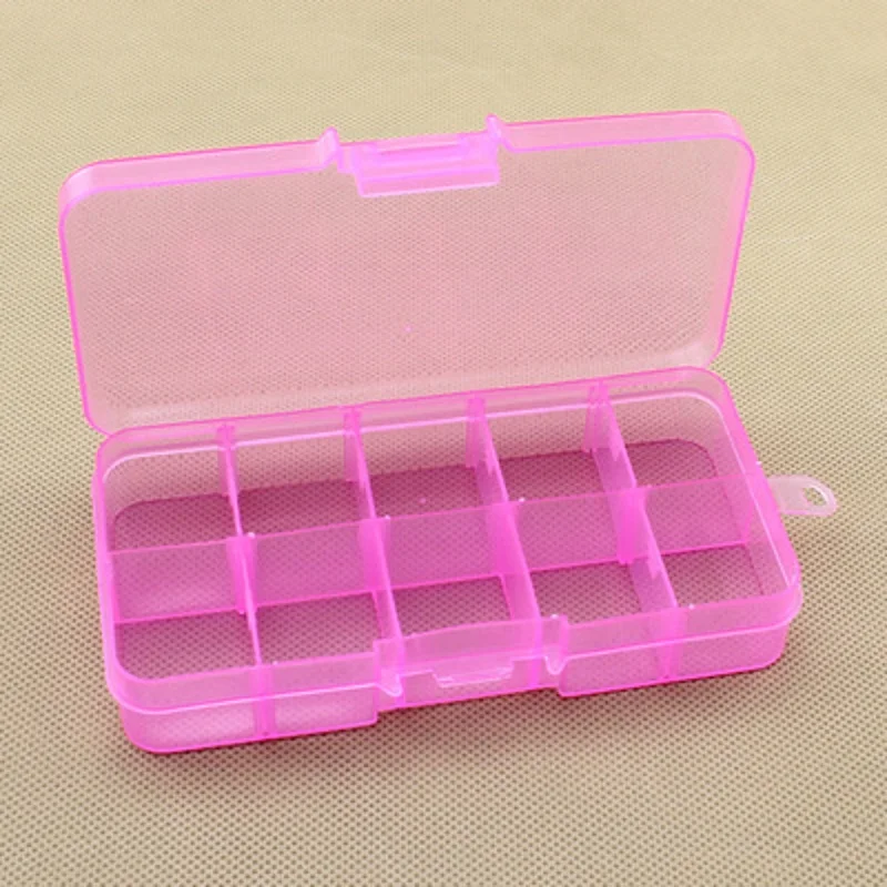 10 съемная коробка для хранения Удобная Десять сетка может быть собрана PP пластиковая коробка ювелирные изделия серьги ожерелье коробки шарик отделка чехол - Цвет: pink
